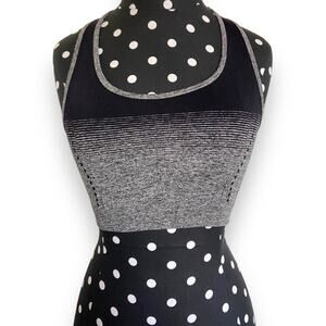 5/$35 Womens Sports Bra Black Gray Size Small Medium Striped Tank